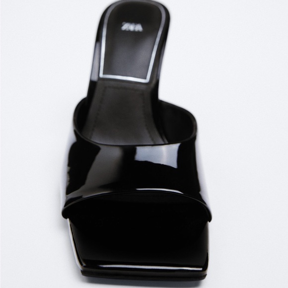 NWT ZARA geometric heeled slides black - Picture 3 of 3